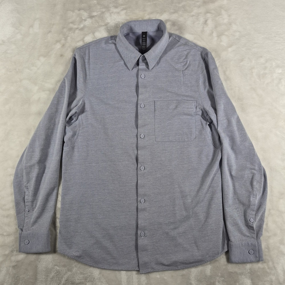 Lululemon Commission Button‎ Up Shirt Men's Small Blue Stretch Comfort LM3DJQS